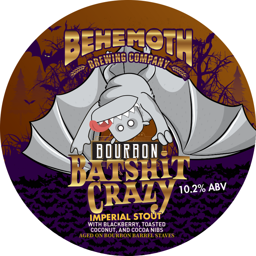 Bourbon Batshit Crazy Imperial Stout tap badge