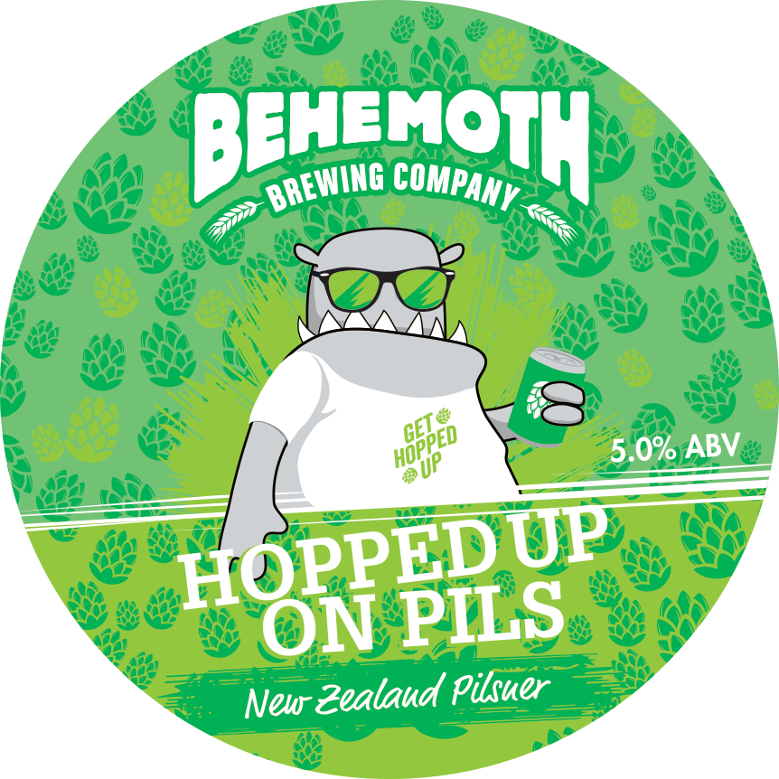 Hopped Up On Pils tap badge