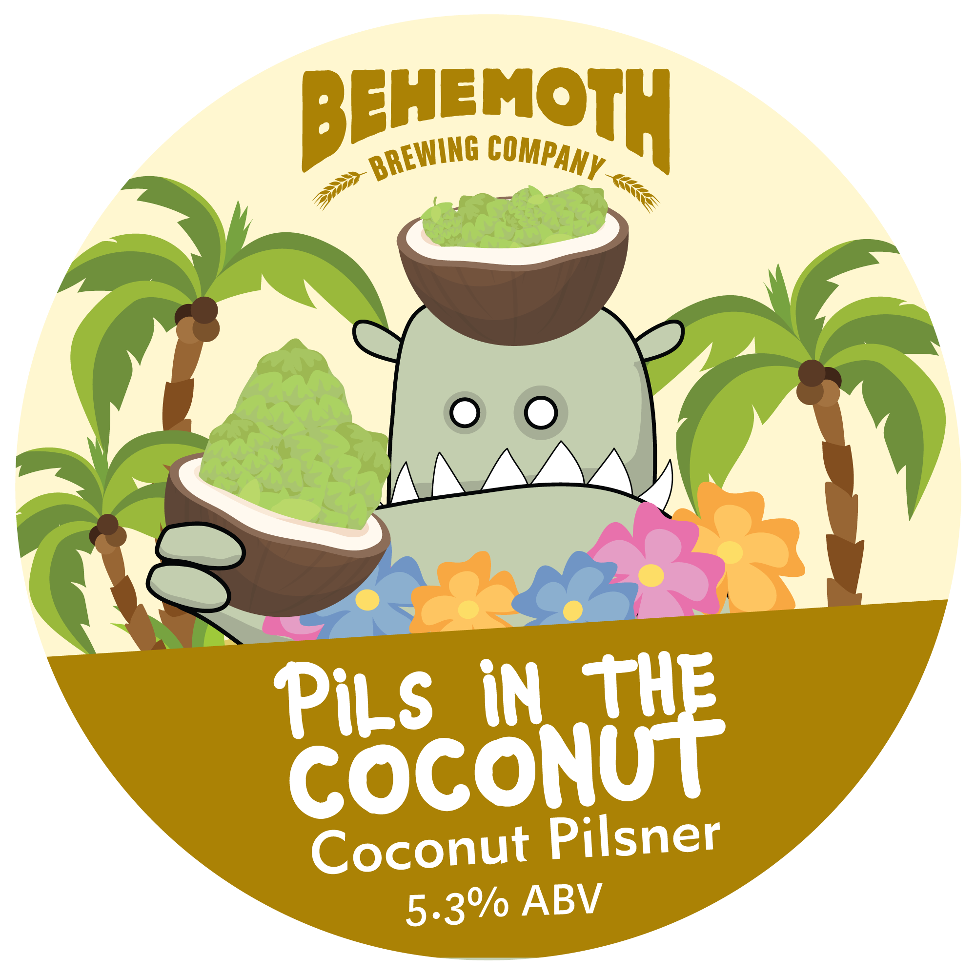 Pils In The Coconut tap badge